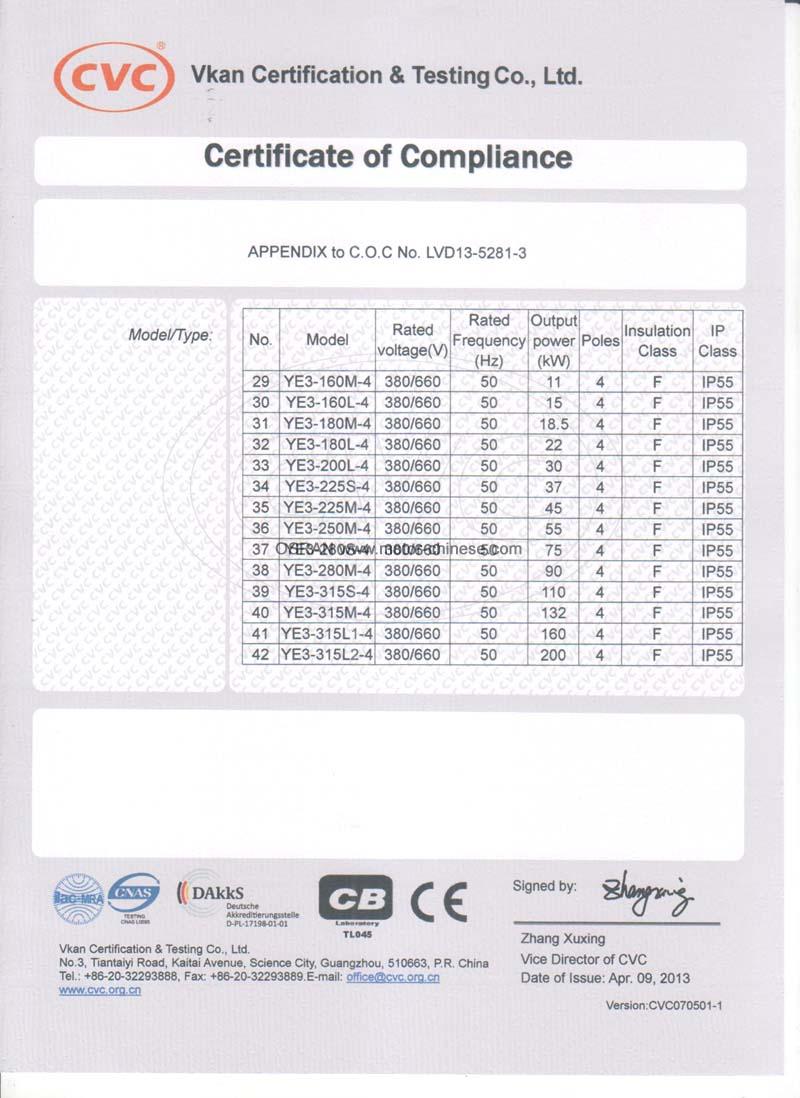 CE Certification of electric motor