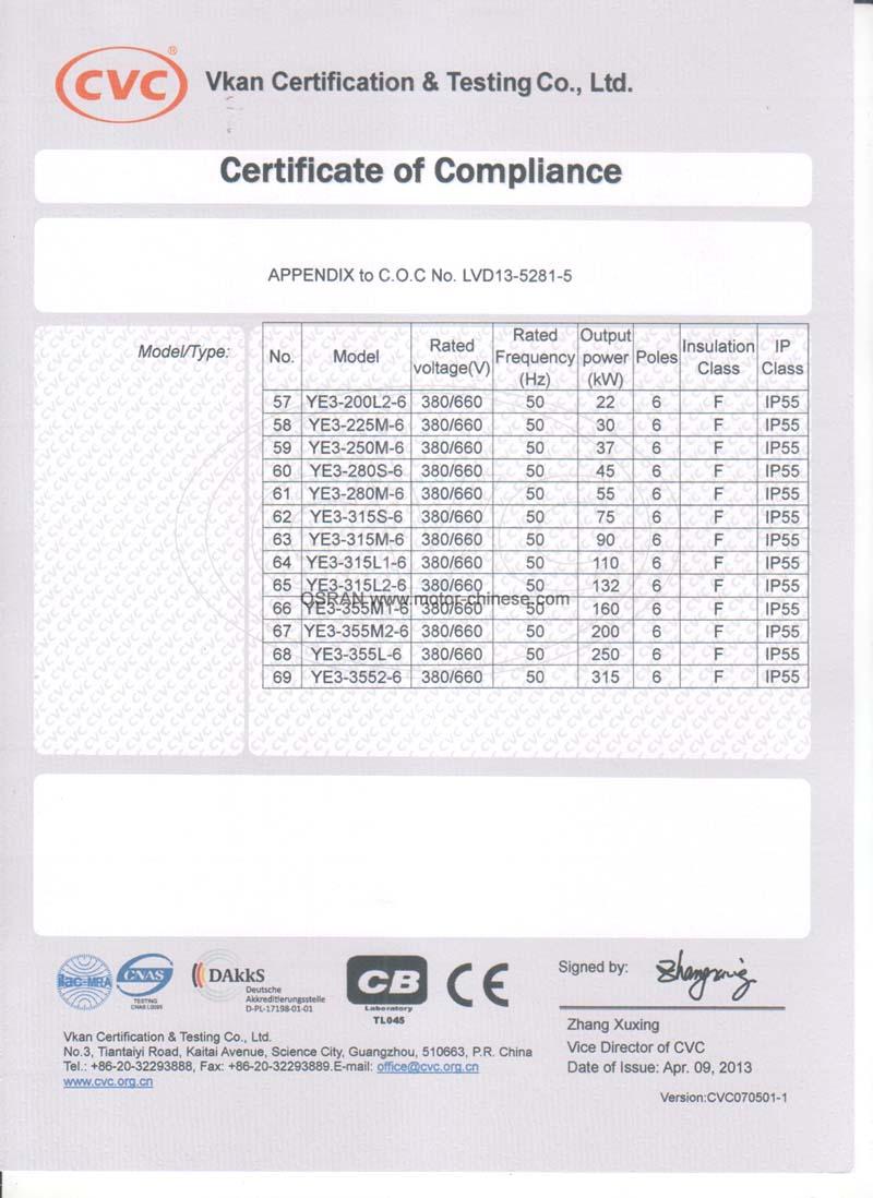 CE Certification of electric motor