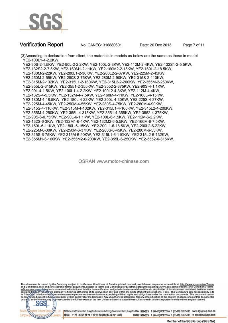 ROHS test Report of ac motor