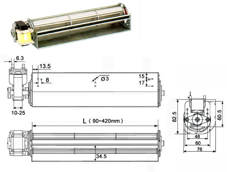 48B cross-flow-fans with <a href=http://www.motor-chinese.com target='_blank'>single phase motor</a>