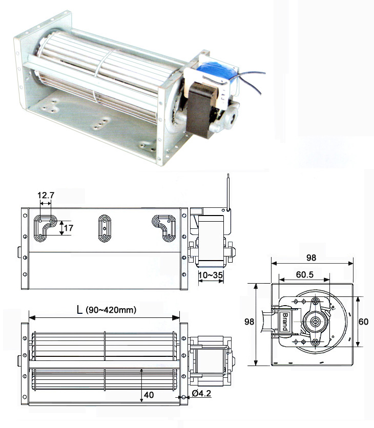 size of 70 cross-flow-fans with <a href=http://www.motor-chinese.com target='_blank'>single phase motor</a>