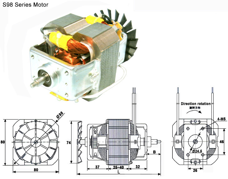 The <a href=http://www.motor-chinese.com target='_blank'>single phase motor</a> is S98-Universal motor